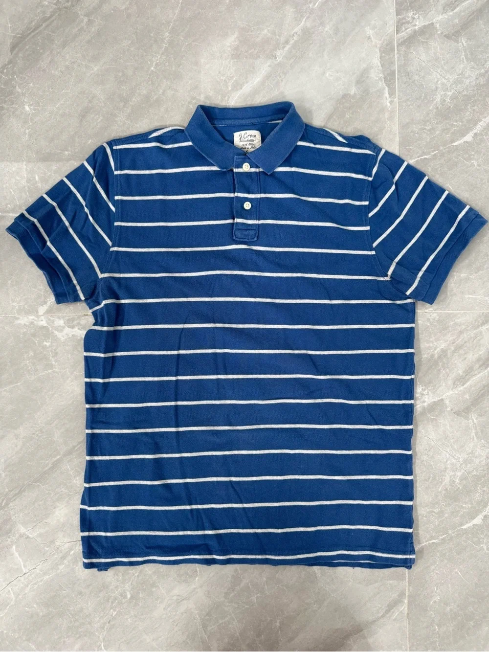 Men’s J. Crew Striped Short Sleeve Polo Short Preppy Classic Collar Cotton Large